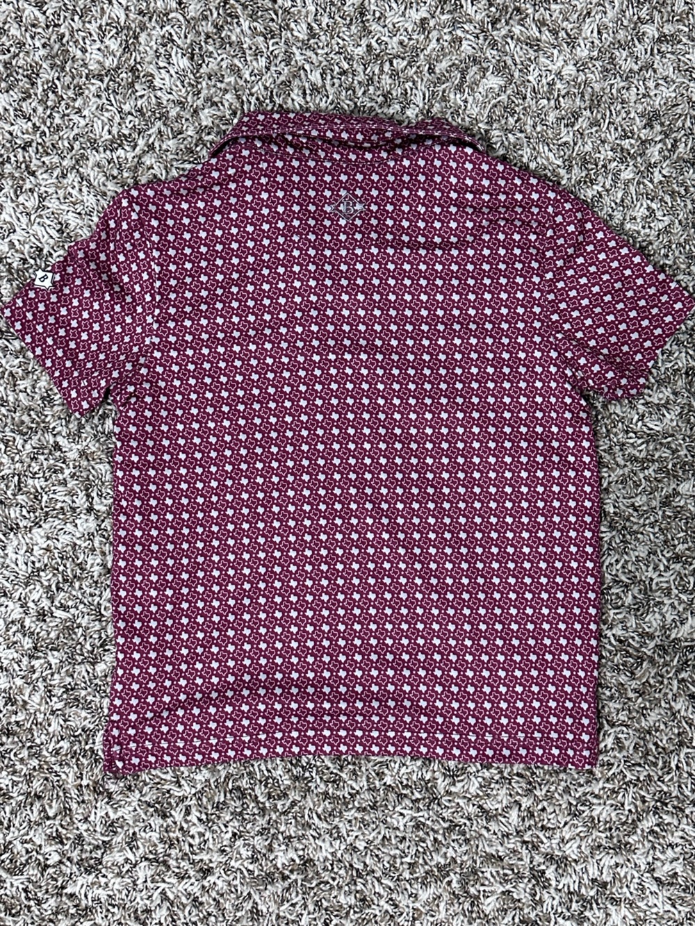 BURLEBO boys Maroon & White Short Sleeve Polo with Geometric Print - Picture 2 of 3